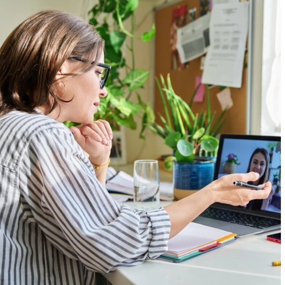 Team member talking to a client about their SEO goals