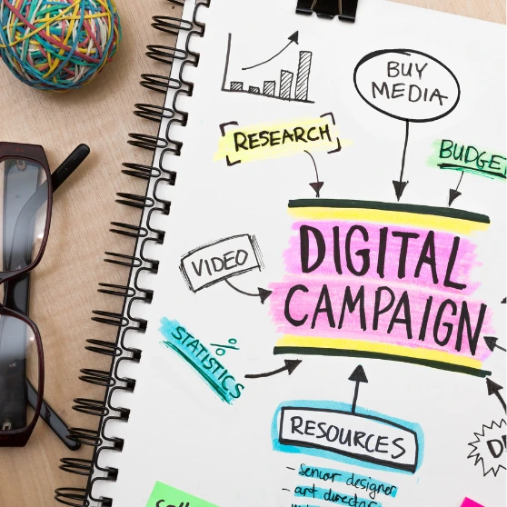 draft of a team building a tailored marketing campaign