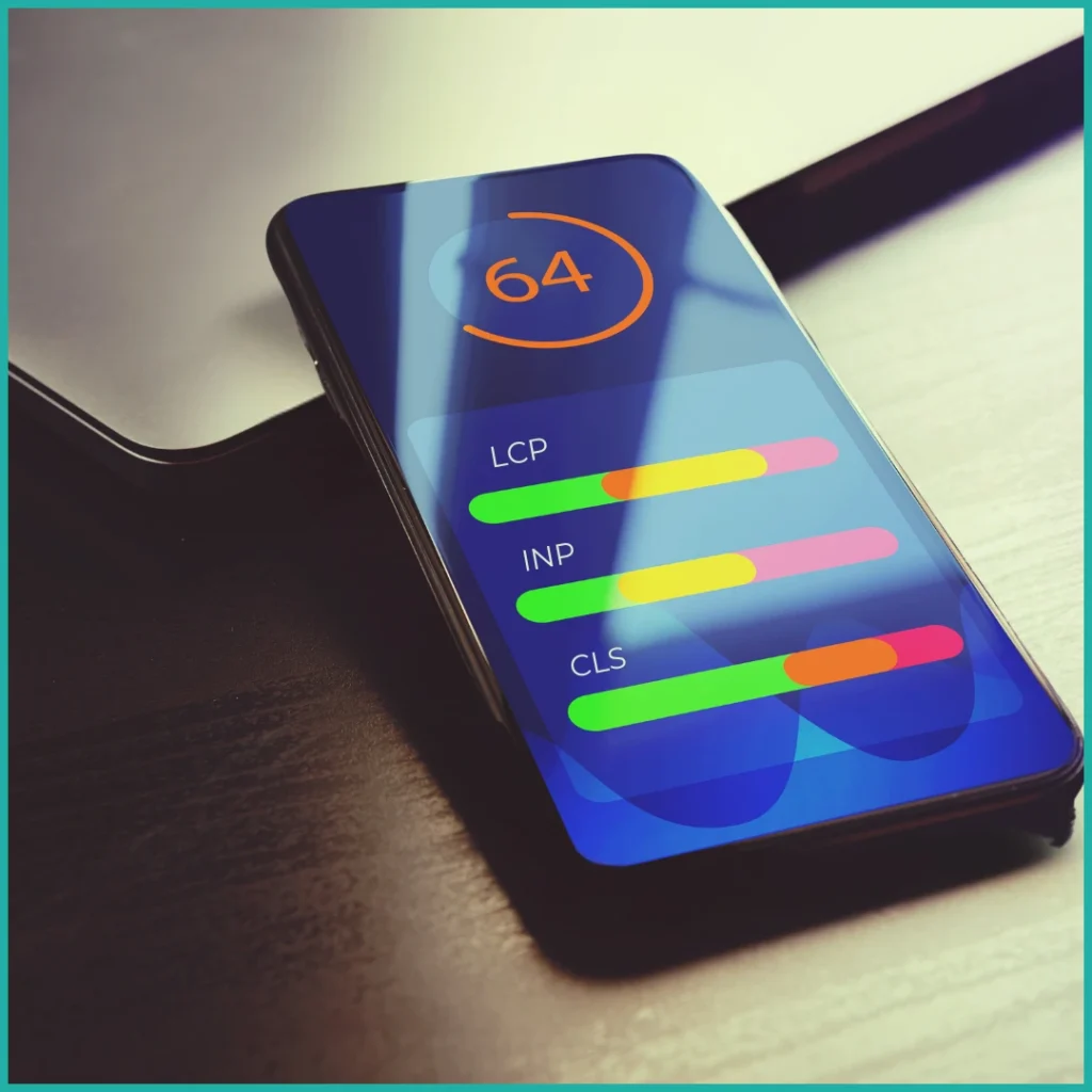 Phone showing scores for the web core vitals