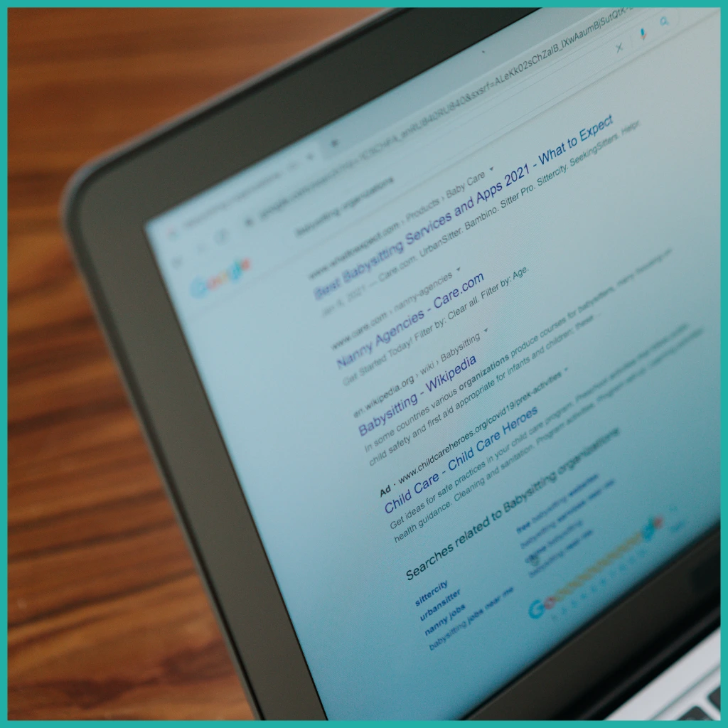 SERP for babysitting services that highlights search intent SEO