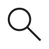 A black outline of a magnifying glass angled to the right.