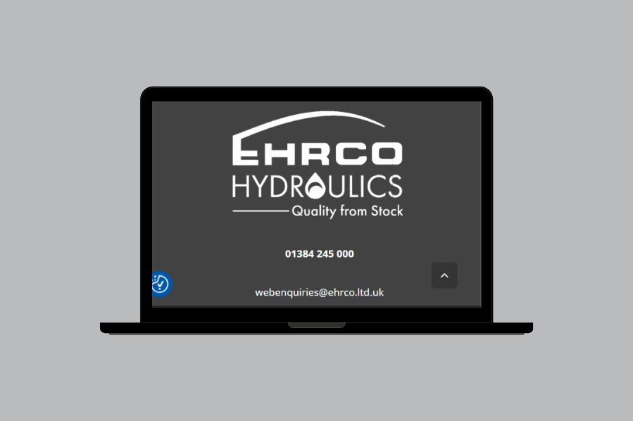 EHRC Hydraulics logo displayed on a laptop screen.