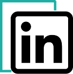 Black outline LinkedIn logo icon on a transparent background.
