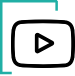 Black outline YouTube play button icon on a transparent background.