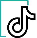 Black outline TikTok logo icon on a transparent background.