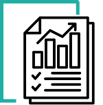 A black line icon of a desktop monitor displaying a shopping bag within a focal frame.