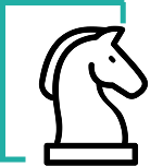 Knight chess piece icon representing strategy and planning.