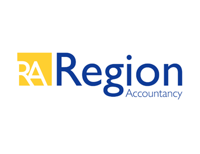 Region Accountancy logo with RA monogram and blue typography