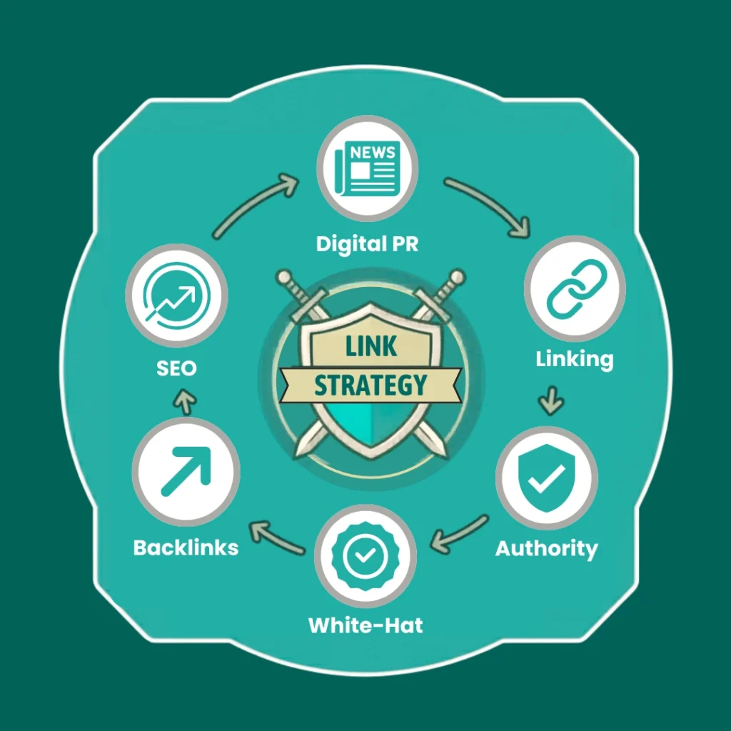 SEO results diagram showing growth, leads, and ranking improvements