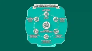 Multimodal content strategy diagram showing text, video, audio, and visual formats