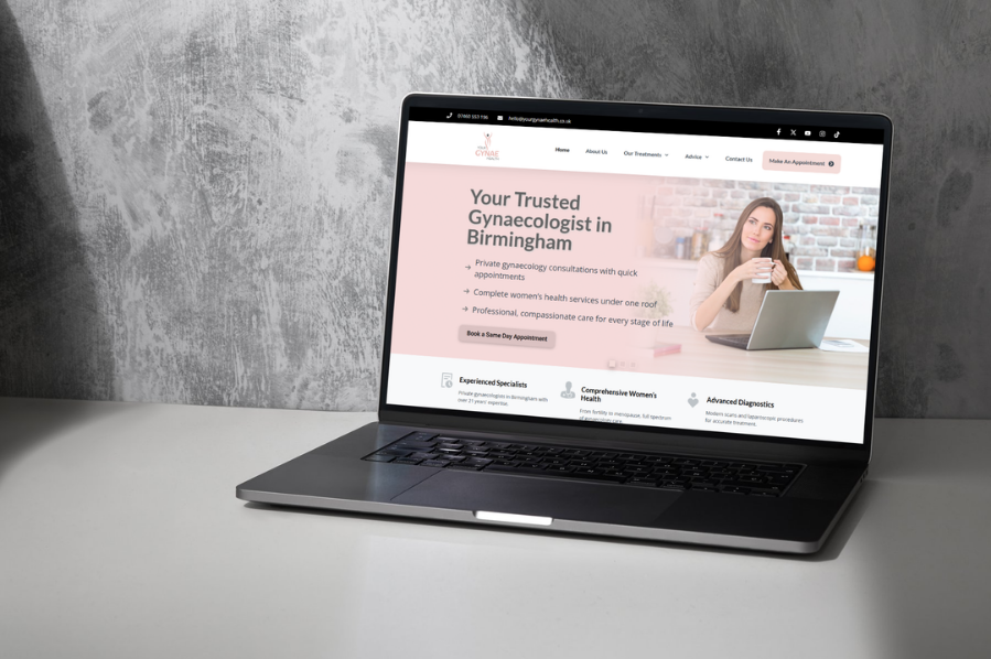 Desktop computer displaying the Your Gynae Health website, representing healthcare industry-focused marketing and women’s health website design solutions.
