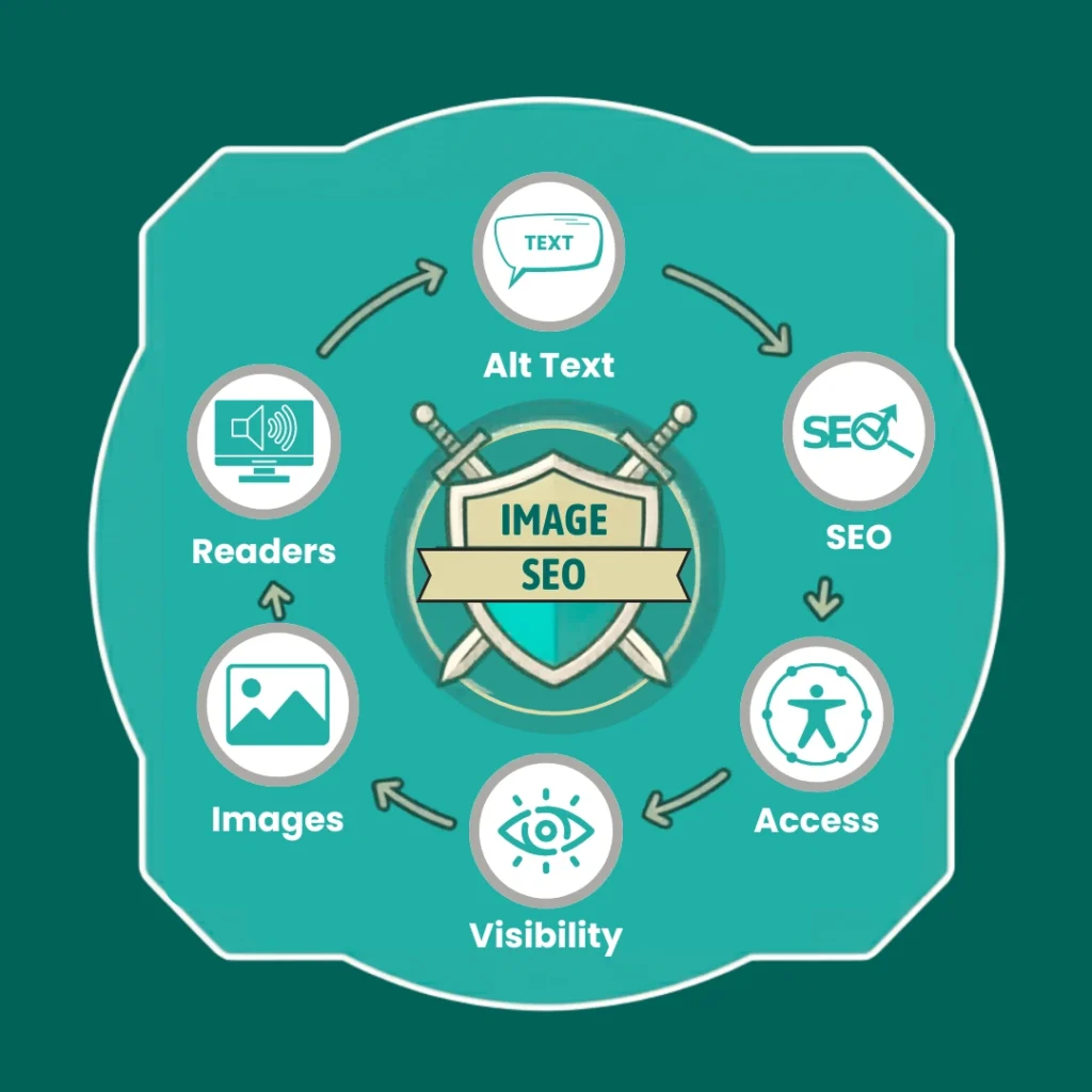 AI content workflow diagram with automation and data icons.