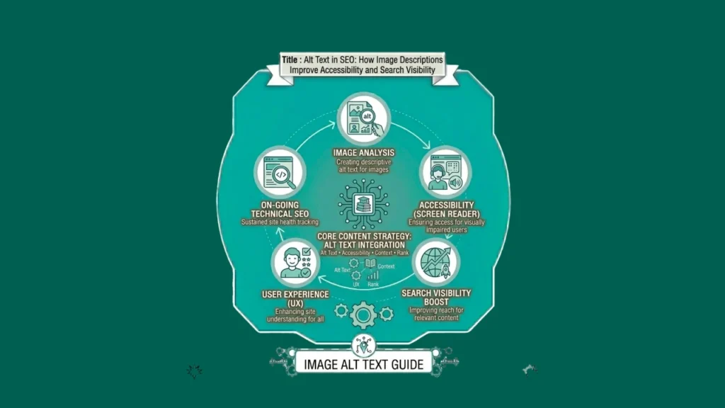 AI content workflow diagram with automation and data icons.