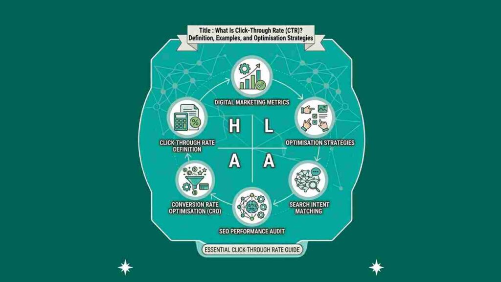 Click-through rate CTR concept with digital analytics background.