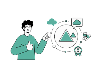 Illustration of a construction and trades marketing concept featuring digital icons and analytics visuals representing industry-focused marketing and business growth strategies.