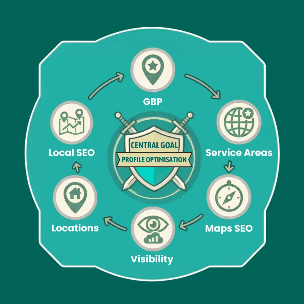 Google Business Profile Service Areas infographic showing local SEO and business visibility strategies.