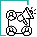Illustration of a megaphone with audience icons representing marketing services for retail and e-commerce industry-focused marketing strategies.