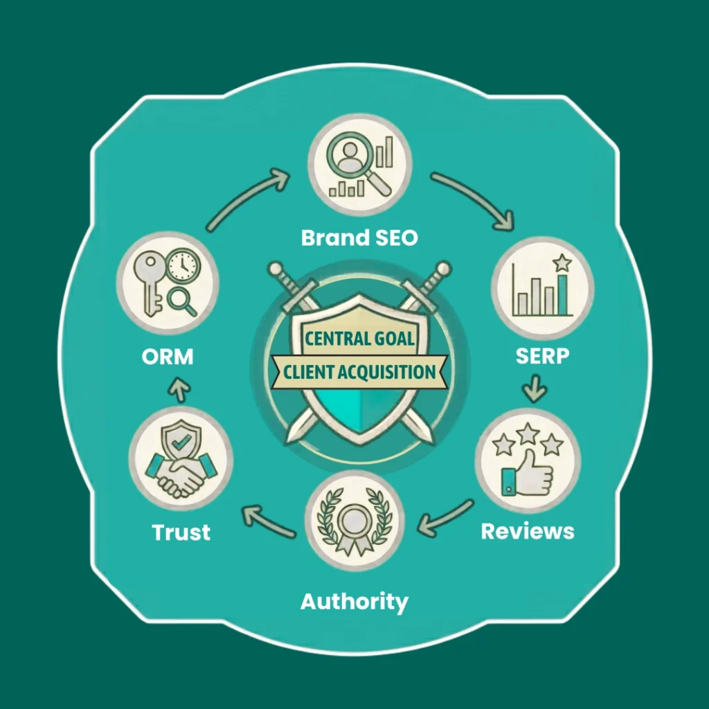 Local online marketing infographic showing SEO, local advertising, customer engagement, and business growth strategies.