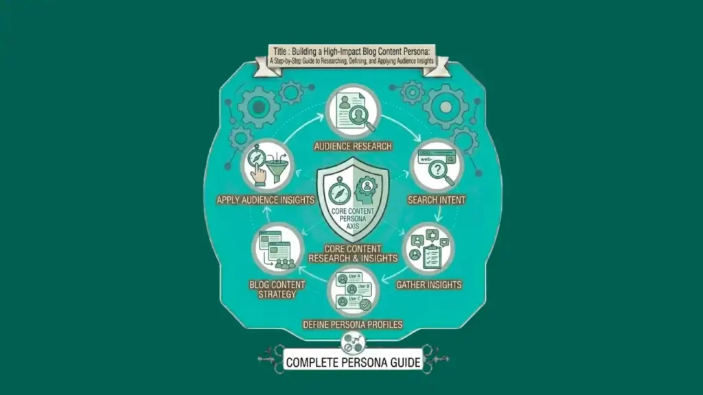 Content persona for blog strategy with audience and marketing icons.