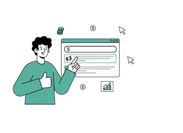 Illustration of an education marketing concept with a digital form and analytics icons representing industry-focused marketing for schools, colleges, and learning platforms.