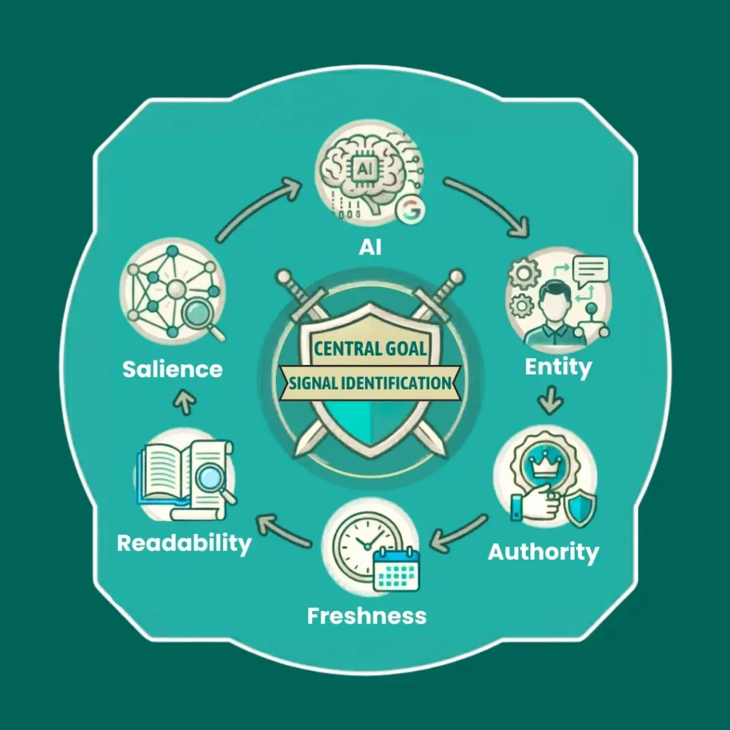 AI search models infographic with machine learning and data insights.